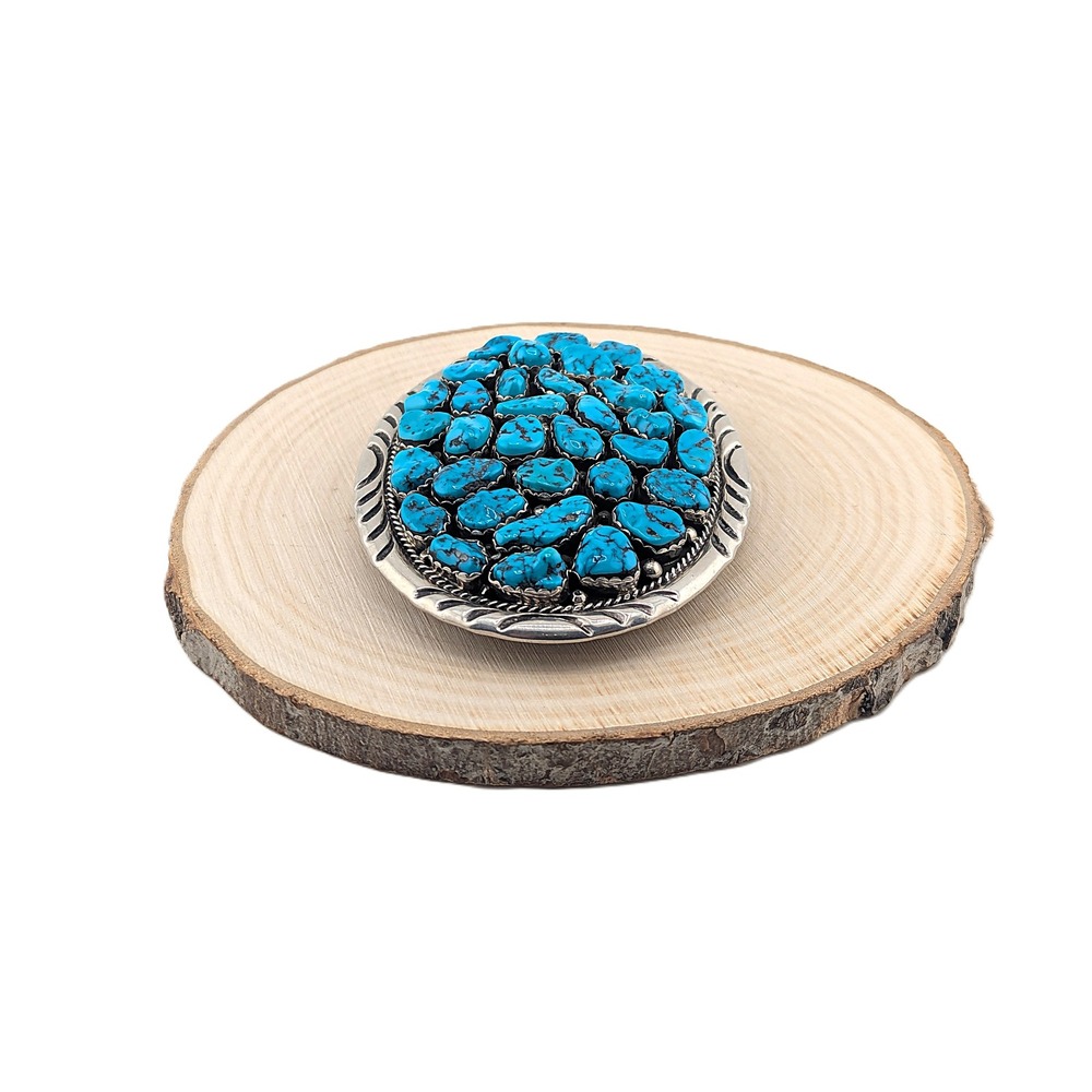 Vintage Native American Turquoise Nugget Cluster Belt‎ Buckle Fits 1" Belt** - Picture 5 of 8
